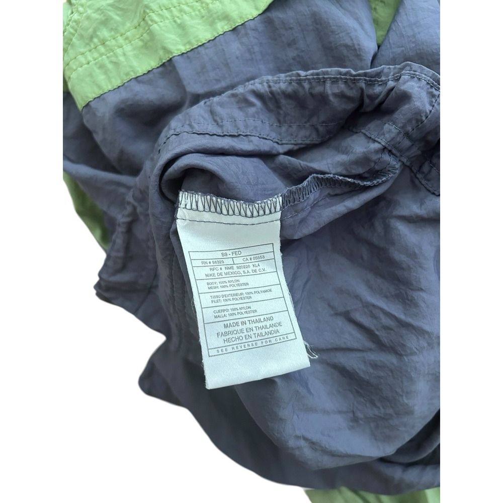 Vintage 90s Nike Big Swoosh Check Green Blue Large Windbreaker - Picture 2 of 11